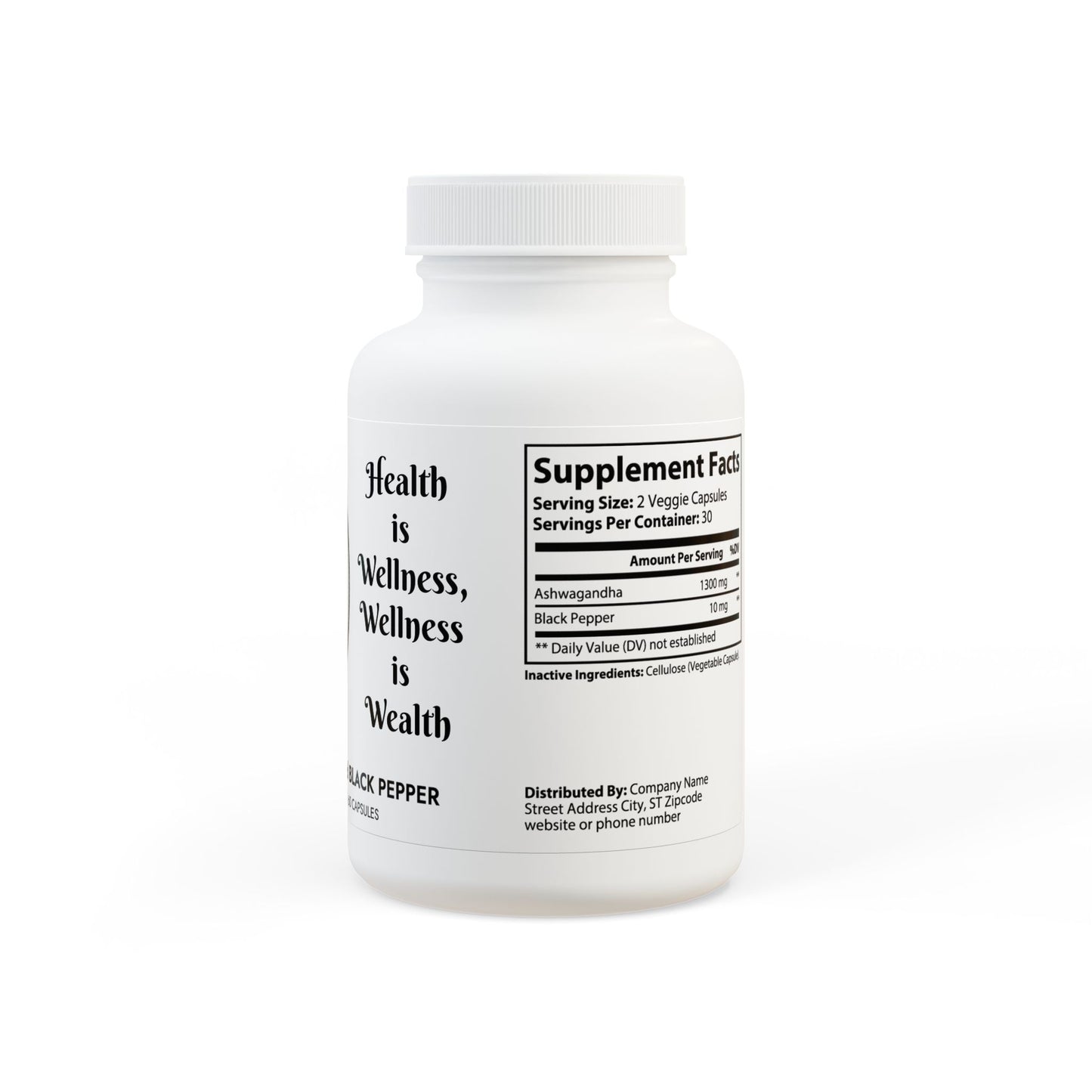 Ashwagandha and Black Pepper Supplement (60 capsules)