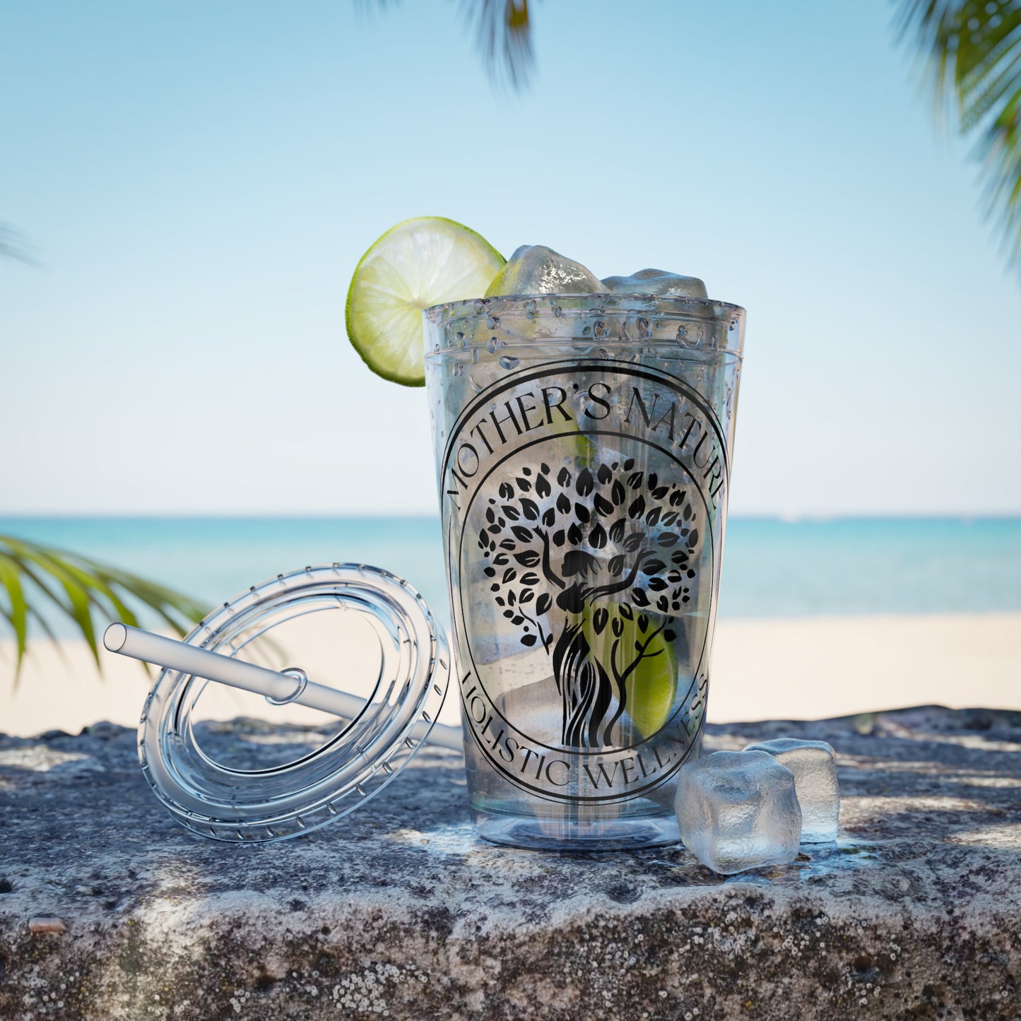 Sunsplash Nature Tumbler with Straw - 16oz Eco-Friendly Drinkware for Holistic Wellness