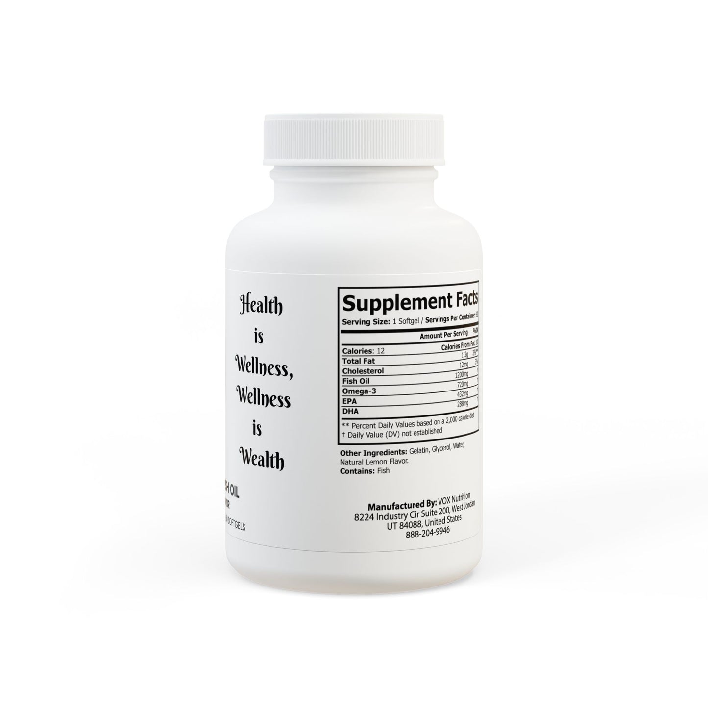 Omega 3 Fish Oil Supplement (60 Softgels)